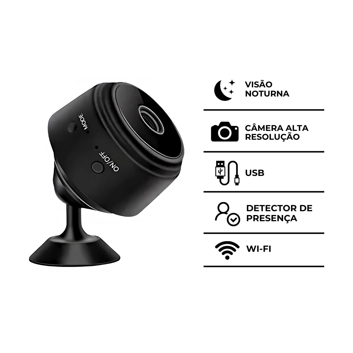 Mini Câmera Espiã A9 Wifi com Sensor e Visão Noturna